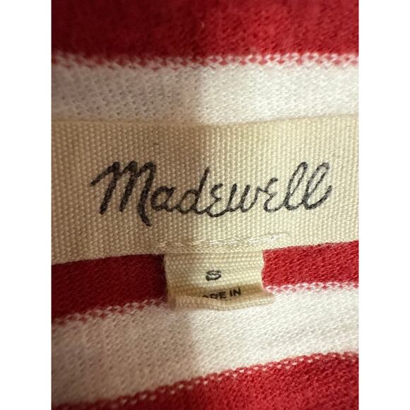 Madewell Ciao For Now Red Striped Short Sleeve Crew Neck Crop Tee T-Shirt Top S - Picture 4 of 5